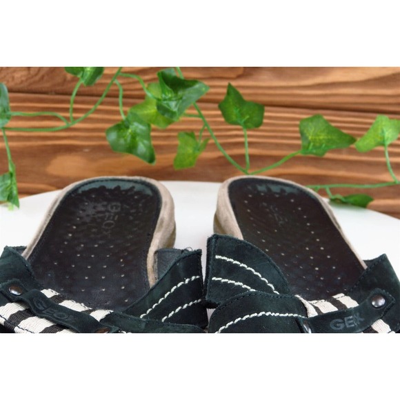 Geox Sz 9 M Black Slide Leather Women‎ Sandals - Picture 3 of 7
